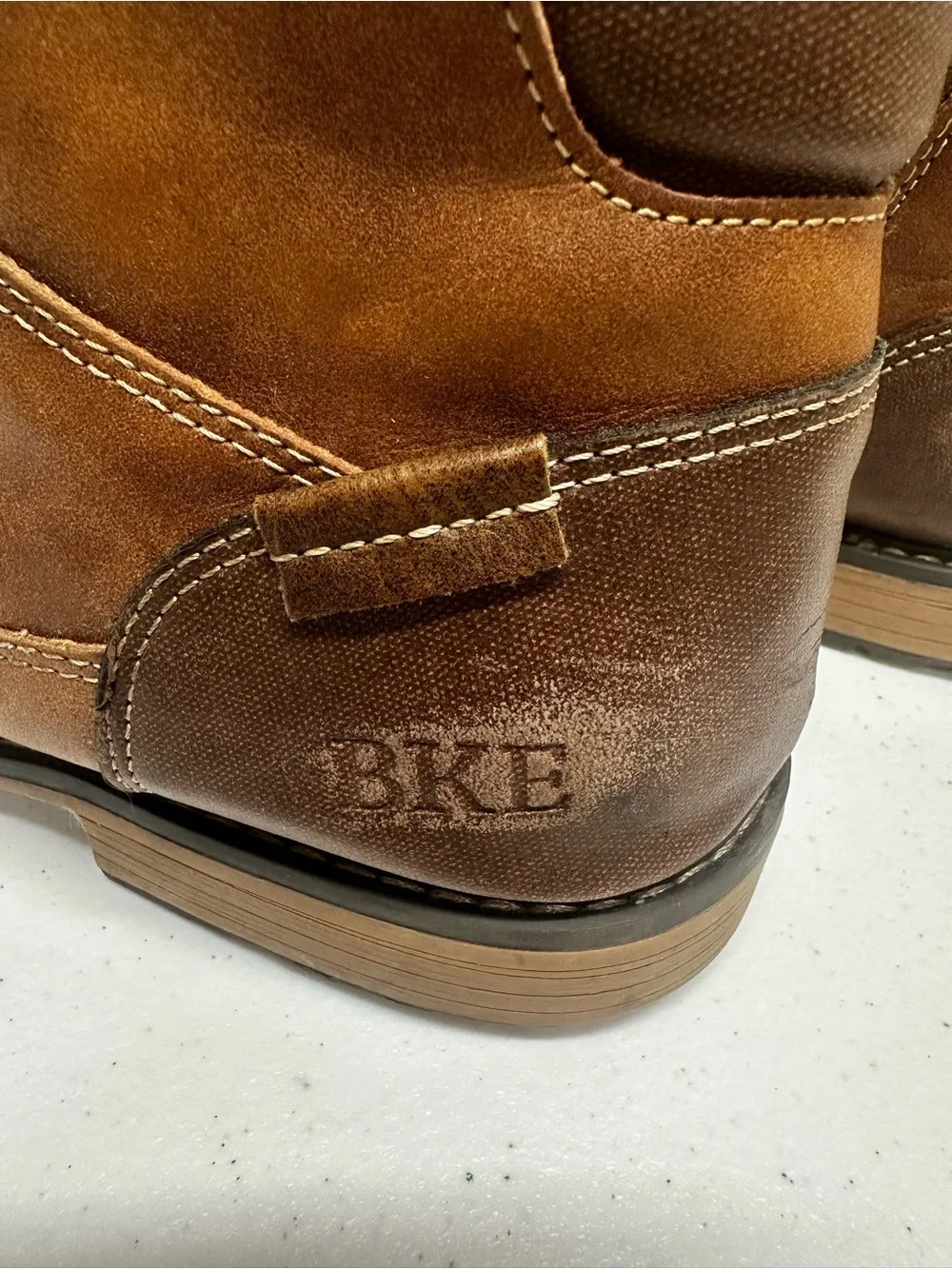 BKE Palmer Men’s Brown Lace-Up Side Zip Ankle Boots Size 11 Faux Leather Casual